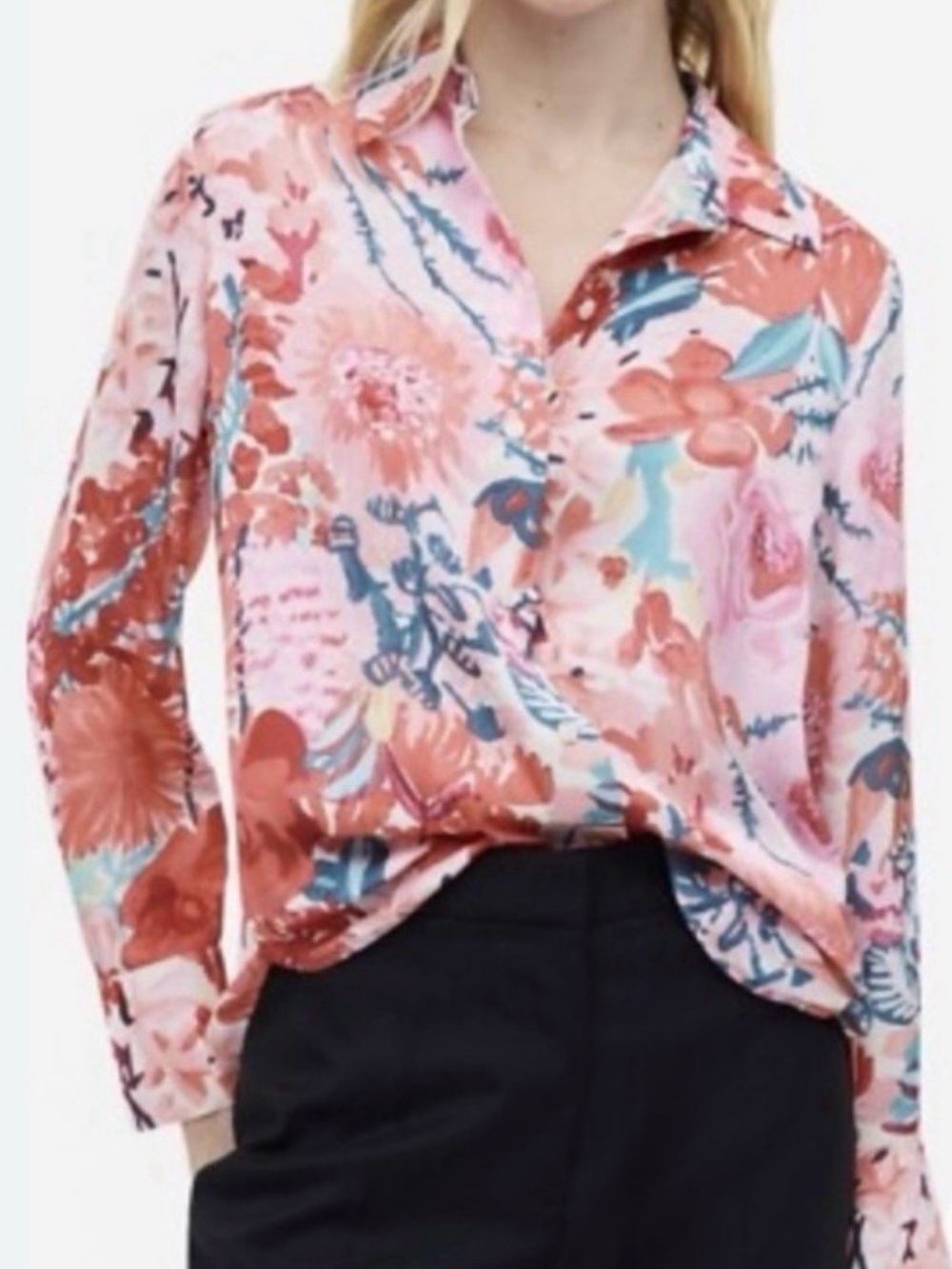 H&M Floral Satin Shirt